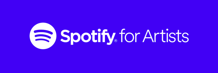 Spotify for Artists logo white on royal blue